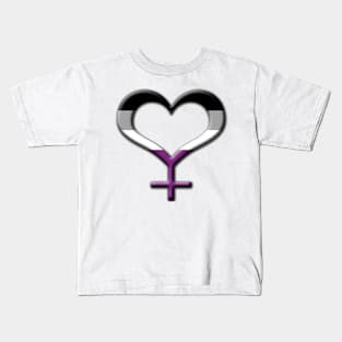 Heart-Shaped Asexual Pride Female Gender Symbol Kids T-Shirt